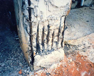 Ejemplo de corrosión de hormigón en columna